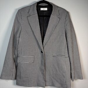Mango Black and White Houndstooth Blazer Women's Size L